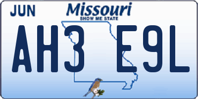 MO license plate AH3E9L