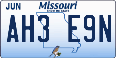 MO license plate AH3E9N