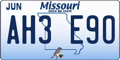 MO license plate AH3E9O