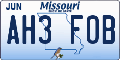 MO license plate AH3F0B