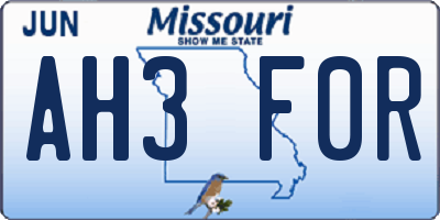 MO license plate AH3F0R