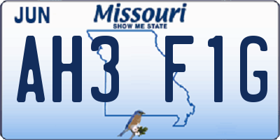 MO license plate AH3F1G