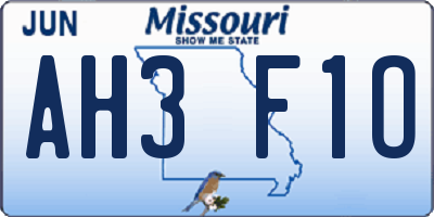 MO license plate AH3F1O