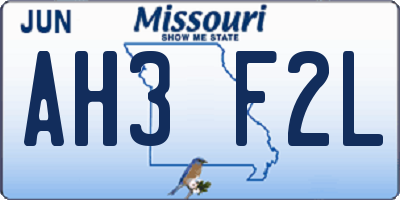 MO license plate AH3F2L