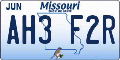 MO license plate AH3F2R