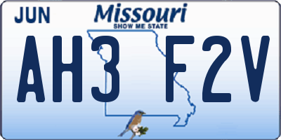 MO license plate AH3F2V