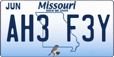 MO license plate AH3F3Y