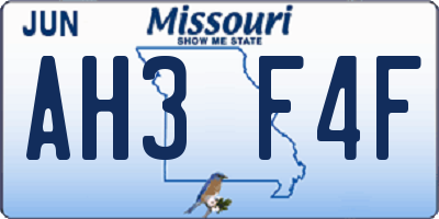 MO license plate AH3F4F
