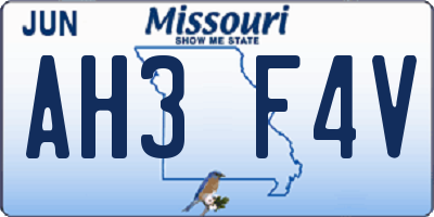 MO license plate AH3F4V