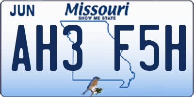 MO license plate AH3F5H
