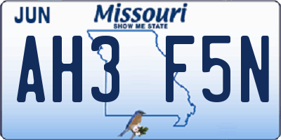 MO license plate AH3F5N