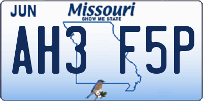 MO license plate AH3F5P
