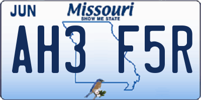 MO license plate AH3F5R