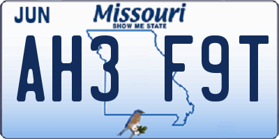 MO license plate AH3F9T