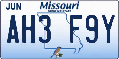 MO license plate AH3F9Y