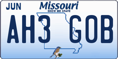 MO license plate AH3G0B