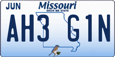 MO license plate AH3G1N