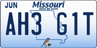 MO license plate AH3G1T