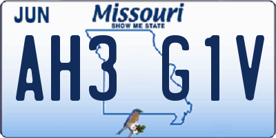 MO license plate AH3G1V