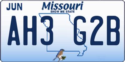 MO license plate AH3G2B