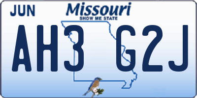 MO license plate AH3G2J