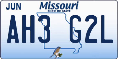 MO license plate AH3G2L