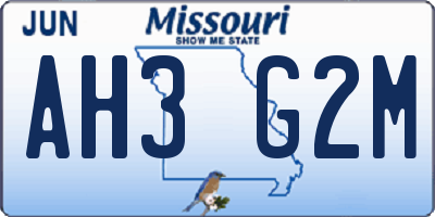 MO license plate AH3G2M