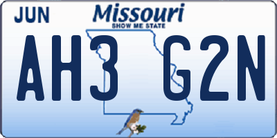 MO license plate AH3G2N