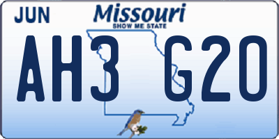 MO license plate AH3G2O