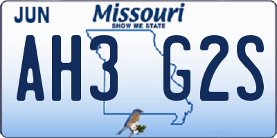 MO license plate AH3G2S