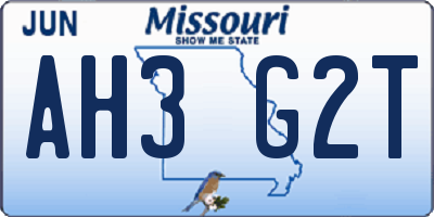 MO license plate AH3G2T