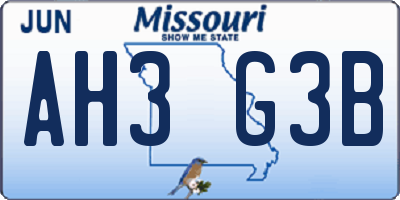 MO license plate AH3G3B