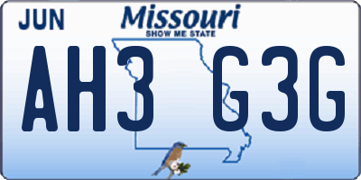 MO license plate AH3G3G