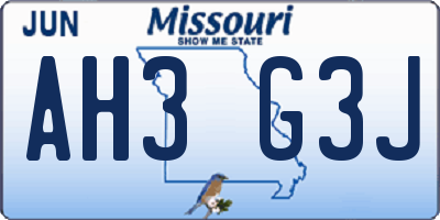 MO license plate AH3G3J