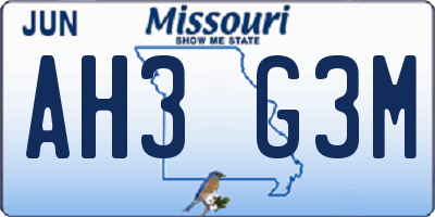 MO license plate AH3G3M