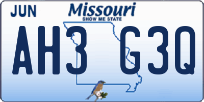 MO license plate AH3G3Q