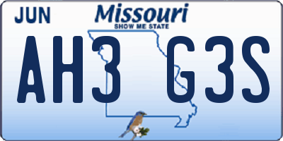 MO license plate AH3G3S