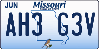 MO license plate AH3G3V