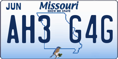 MO license plate AH3G4G