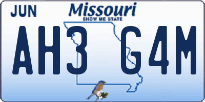 MO license plate AH3G4M