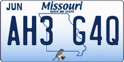 MO license plate AH3G4Q