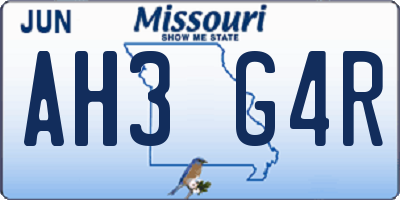 MO license plate AH3G4R