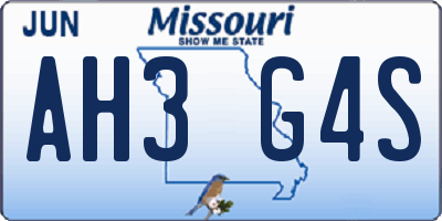 MO license plate AH3G4S