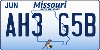 MO license plate AH3G5B