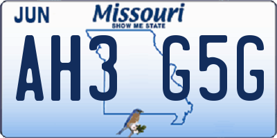 MO license plate AH3G5G