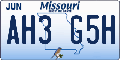 MO license plate AH3G5H