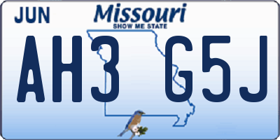 MO license plate AH3G5J