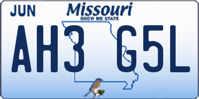 MO license plate AH3G5L