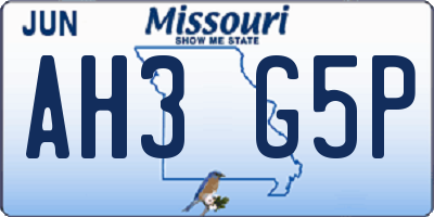 MO license plate AH3G5P