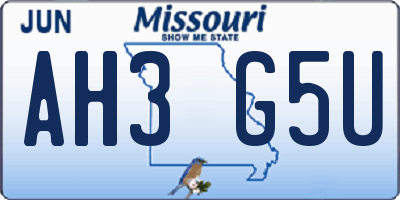 MO license plate AH3G5U